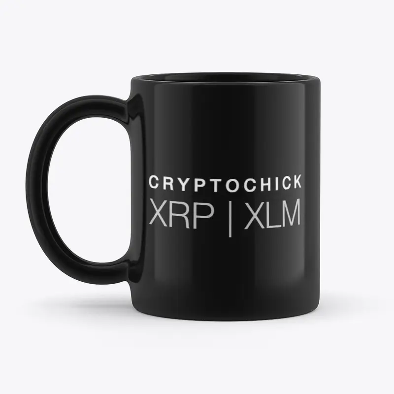 Crypto Chick Black Coffee Mug - XRP XLM